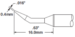 Metcal STTC-140 Bent Conical Solder Tip Cartridge, 0.4mm (0.016")