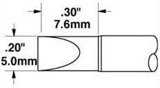 Metcal STTC-117 Large Chisel Solder Tip Cartridge, 5mm (0.20")