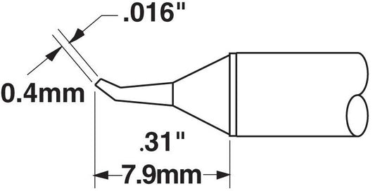 Metcal STTC-126 Bent Conical Solder Tip Cartridge, 0.4mm (0.016")
