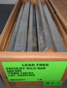 Alpha SAC305 Lead-Free Bar Solder, 96.5Sn/3.0Ag/0.5Cu, RoHS Compliant, 50 LB Case