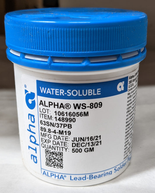 Alpha 148990, WS809 Sn63 Water-Soluble Solder Paste - Type 4, 500g Jar