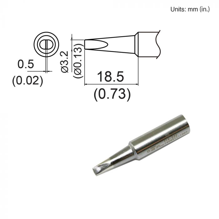 Hakko Tip T19-D32 Soldering Tip, Chisel 3.2mm (1/8")