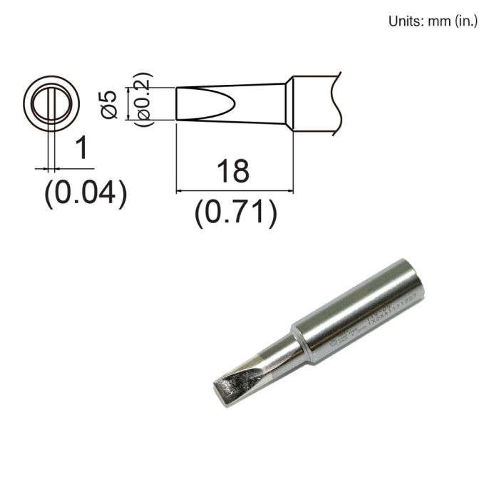 Hakko Tip T19-D5 Soldering Tip, Chisel 5.0mm
