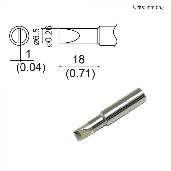 Hakko Tip T19-D65 Soldering Tip, Chisel 6.5mm (1/4")