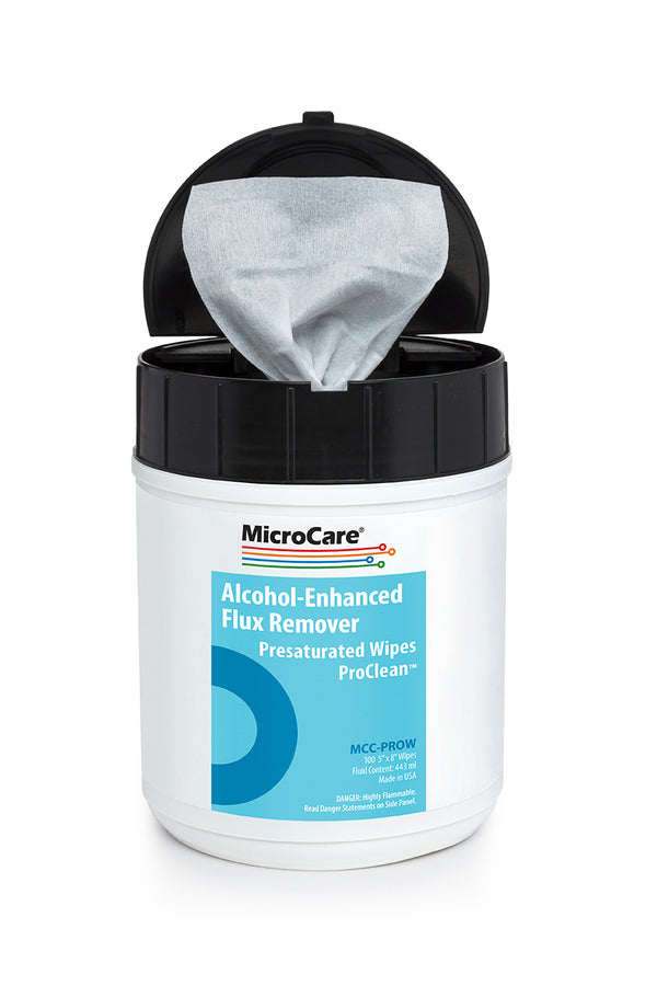 MicroCare MCC-PROW Stencil Wipes with ProClean High-Purity Alcohol Blend, Tub of 100 Wipes