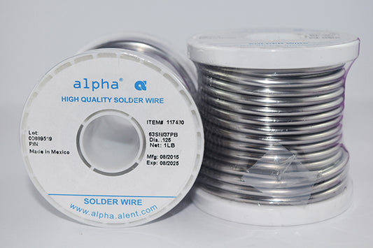 Alpha 110106 Sn63/Pb37 Solid .125" Diameter Solder Wire - 1 lb Spool