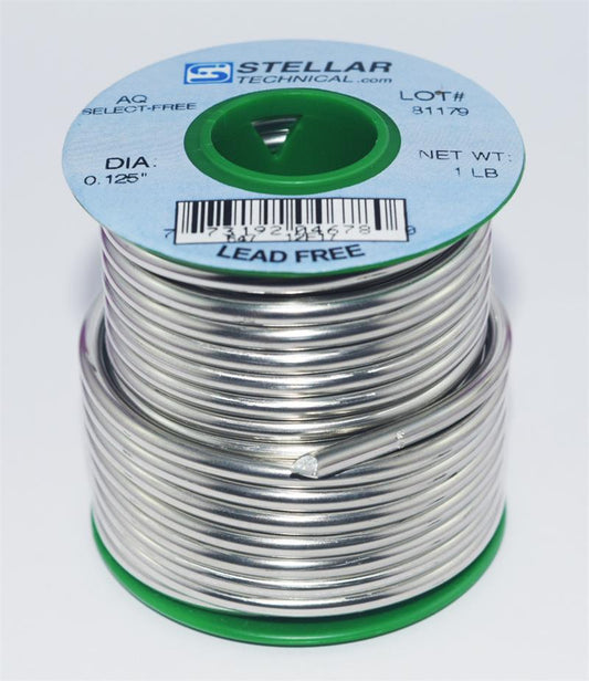 Select-Free AQ Lead-Free .125" Diameter Solid Solder Wire, 1-lb. Spool